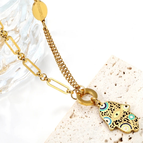 Jewelry - 17.4*23.6mm palm with mixed color oil drop